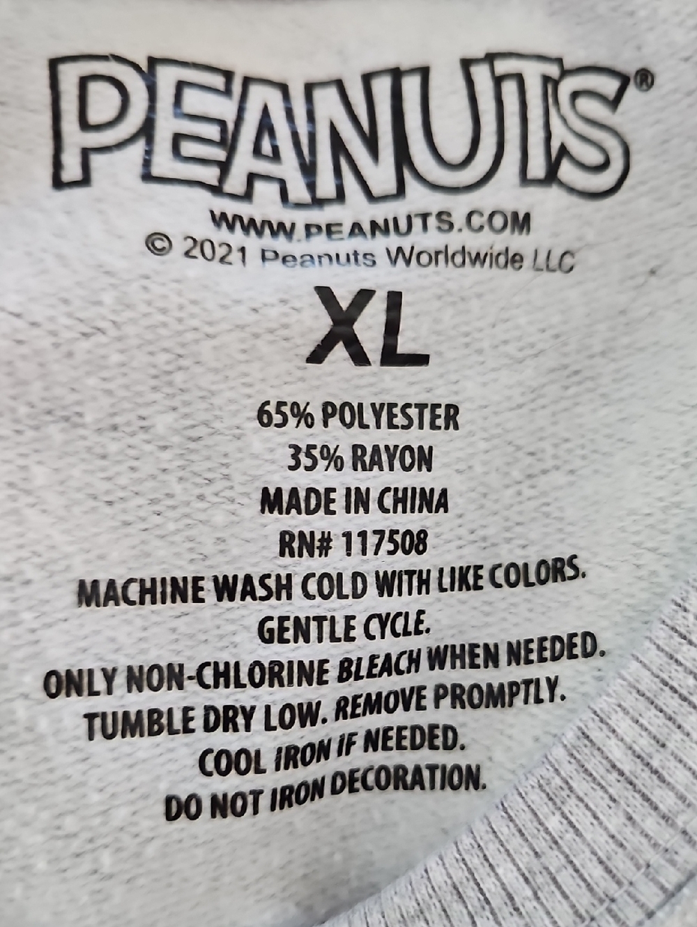 Womens/ Jrs Peanuts Gray Sweatshirt with Yellow Logo & Accents - Picture 3 of 3
